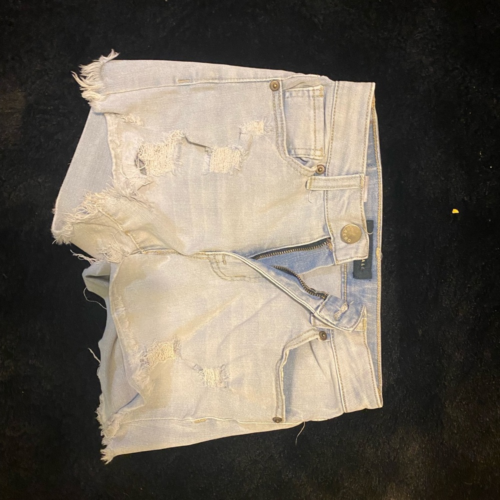 Distressed Light Blue Denim Shorts